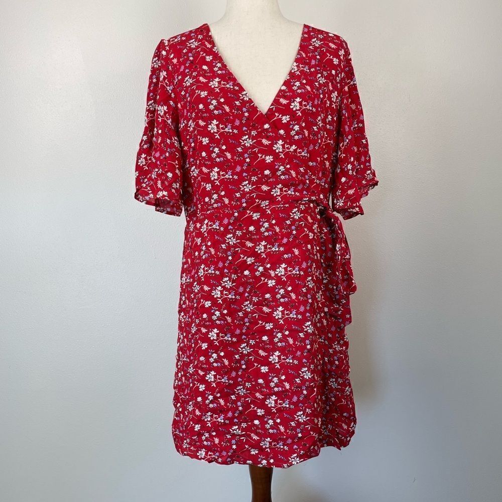 NWT Sanctuary Red Floral V-Neck Midi Dress Size XL